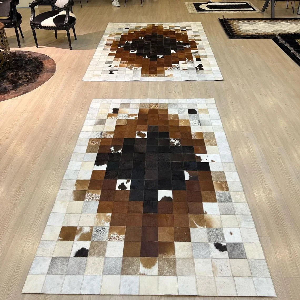 Handmade Luxury Multicolor Natural Cowhide Elegant Living Room Carpet