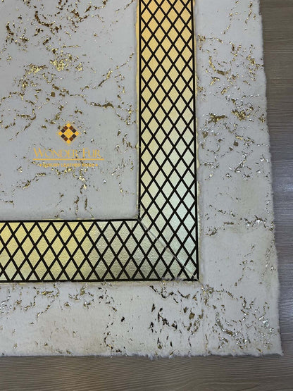 Handmade Luxury Plush White And Gold Faux Fur 8x10 Area Bedroom Carpet