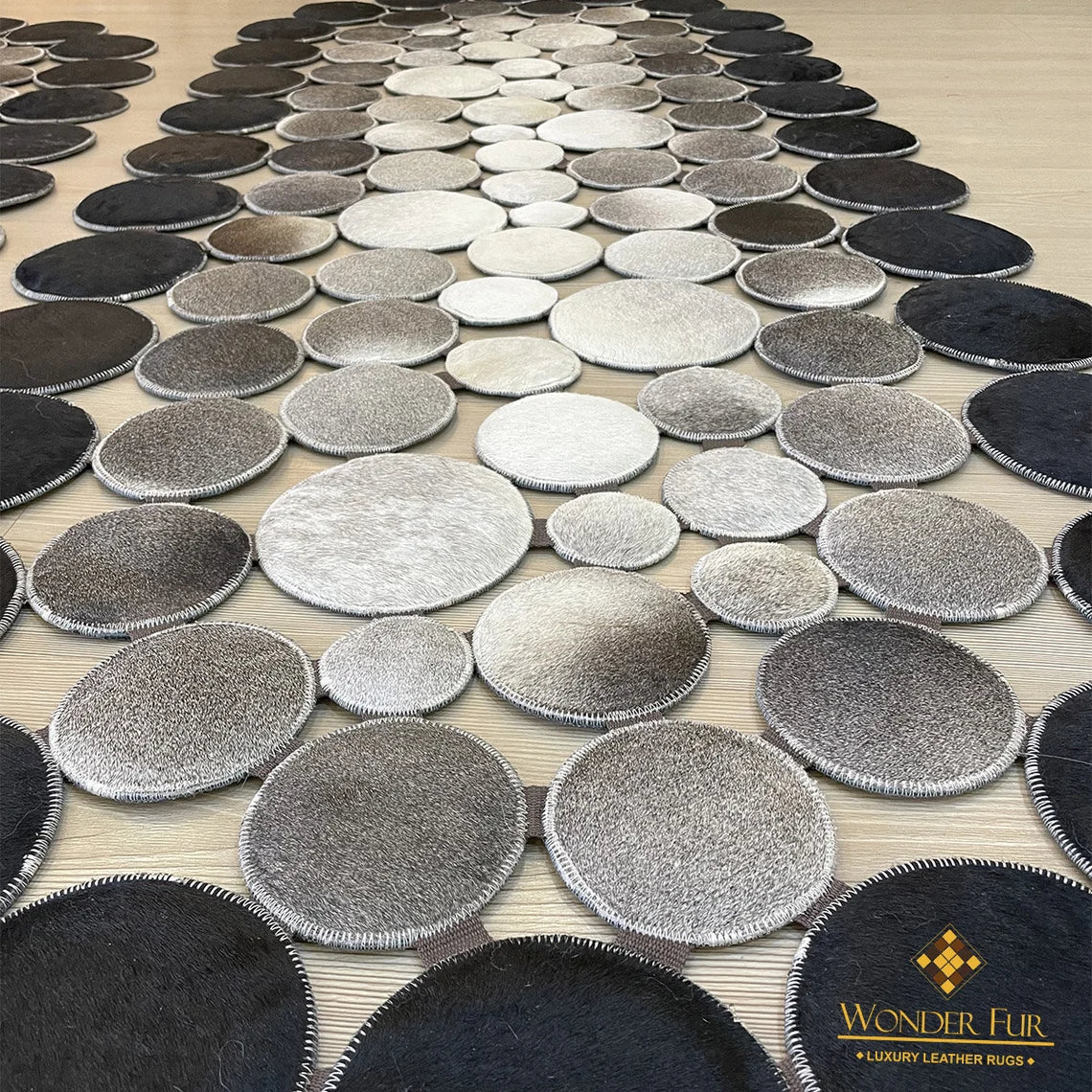 Handmade Patchwork Tricolor Original Cowhide Leather Rug , Luxury Rug