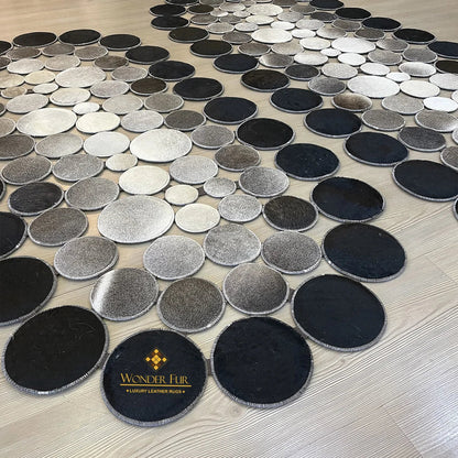 Handmade Patchwork Tricolor Original Cowhide Leather Rug , Luxury Rug