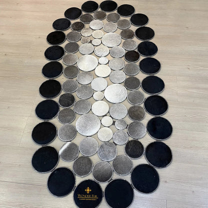 Handmade Patchwork Tricolor Original Cowhide Leather Rug , Luxury Rug