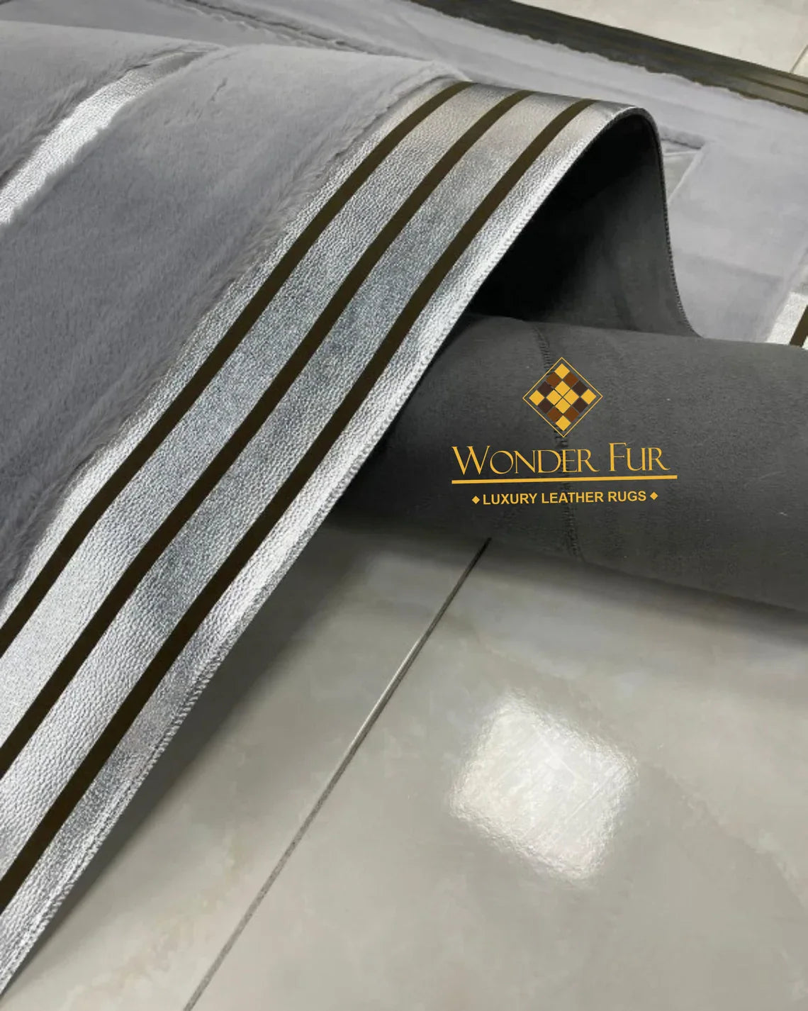 Handmade Plush Gray Silver Faux Fur Soft 8x10 Bedroom Rug , Luxury Rug