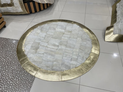 Genuine Sheepskin White Gold Soft Fluffy Handmade Bedroom Decor Carpet