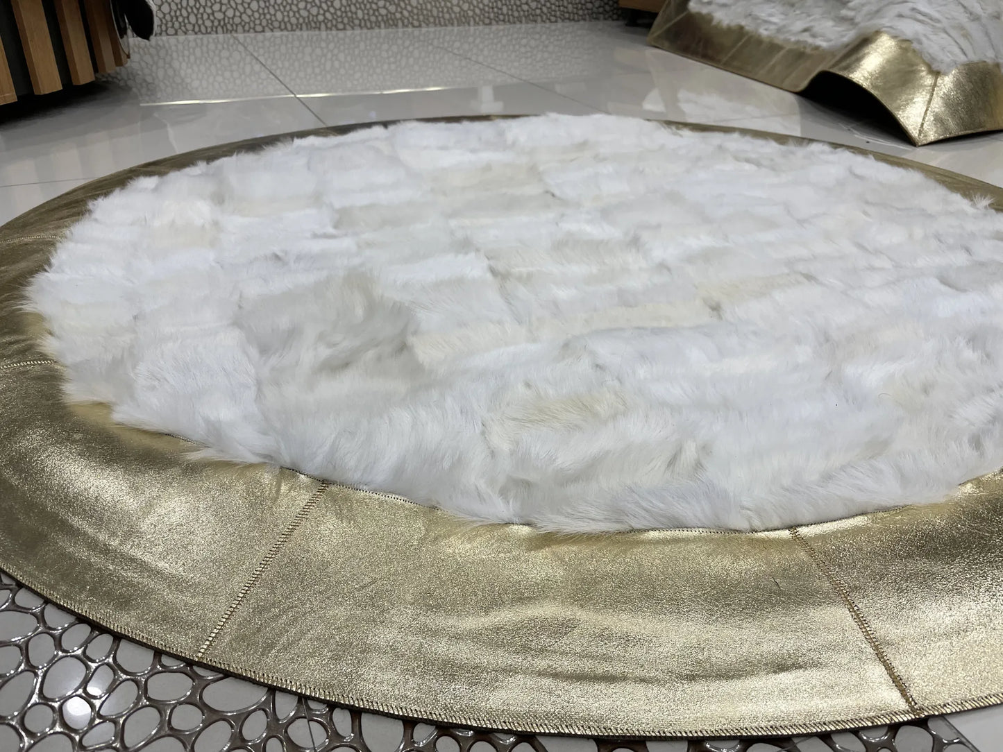 Genuine Sheepskin White Gold Soft Fluffy Handmade Bedroom Decor Carpet