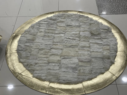 Genuine Sheepskin White Gold Soft Fluffy Handmade Bedroom Decor Carpet