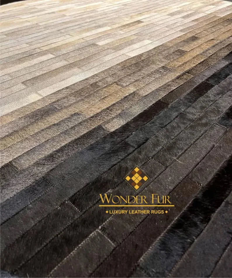 High Quality Cowhide Round Rug, 100% Genuine Leather Patchwork Area Rug, Luxury Decoration