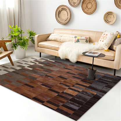 High Quality Tricolor Natural Cowhide Area 10x8 Rug, Handmade Elegance