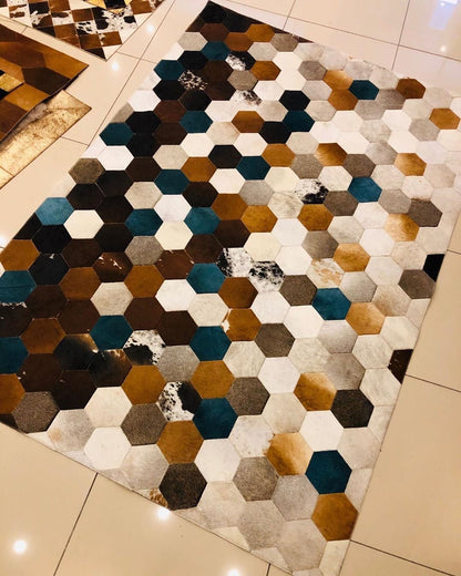 100% Genuine Cowhide Area Rug, Multicolor Cowhide Patchwork Rug, Modern Rug for Child Room - Wonder fur rug Rug Wonder Fur Rug Wonder fur rug