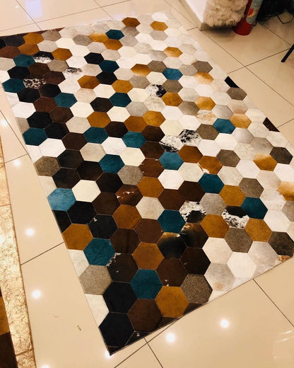 100% Genuine Cowhide Area Rug, Multicolor Cowhide Patchwork Rug, Modern Rug for Child Room - Wonder fur rug Rug Wonder Fur Rug Wonder fur rug