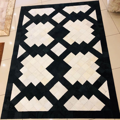 Handmade Real Cowhide Area Rug, Black And White Cowhide Patchwork Rug, Perfect Designed for Home Décor