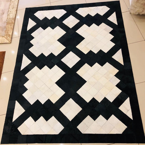 Handmade Real Cowhide Area Rug, Black And White Cowhide Patchwork Rug, Perfect Designed for Home Décor