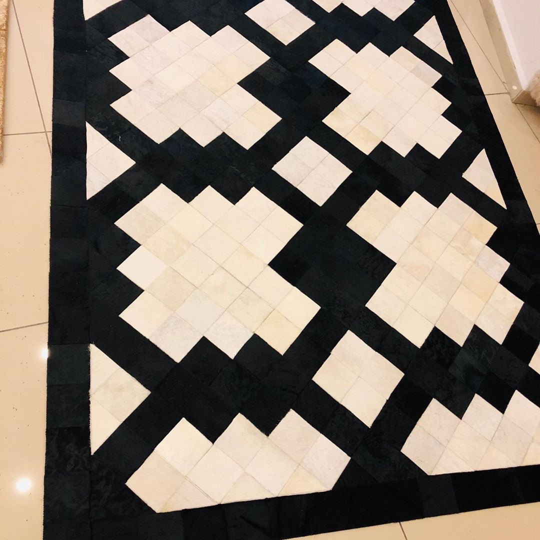 Handmade Real Cowhide Area Rug, Black And White Cowhide Patchwork Rug, Perfect Designed for Home Décor