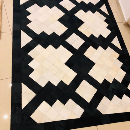 Handmade Real Cowhide Area Rug, Black And White Cowhide Patchwork Rug, Perfect Designed for Home Décor