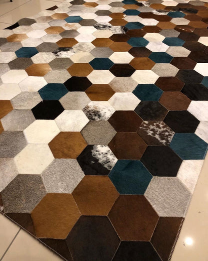 100% Genuine Cowhide Area Rug, Multicolor Cowhide Patchwork Rug, Modern Rug for Child Room - Wonder fur rug Rug Wonder Fur Rug Wonder fur rug