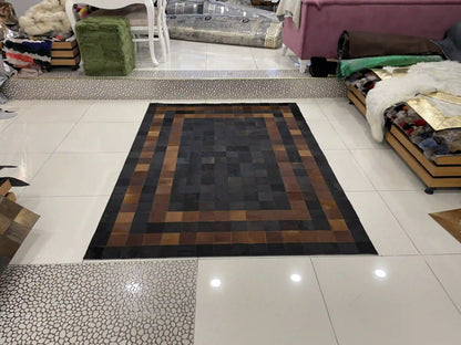 Natural Leather Handmade Cowhide Area Rug for Living Room