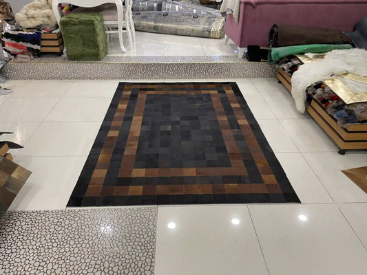 Natural Leather Handmade Cowhide Area Rug for Living Room