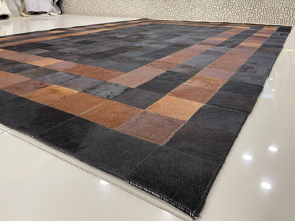 Natural Leather Handmade Cowhide Area Rug for Living Room