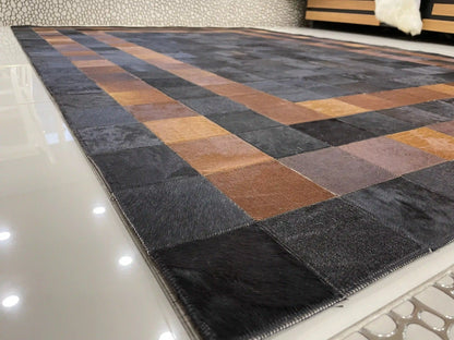 Natural Leather Handmade Cowhide Area Rug for Living Room