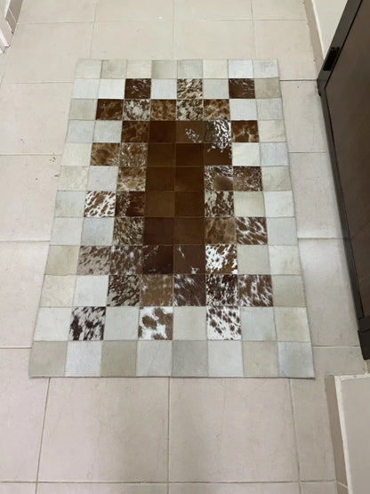 Brown Cowhide Rug, Cream Cowhide Area Rug for Home Decoration, Cream and Brown Carpet