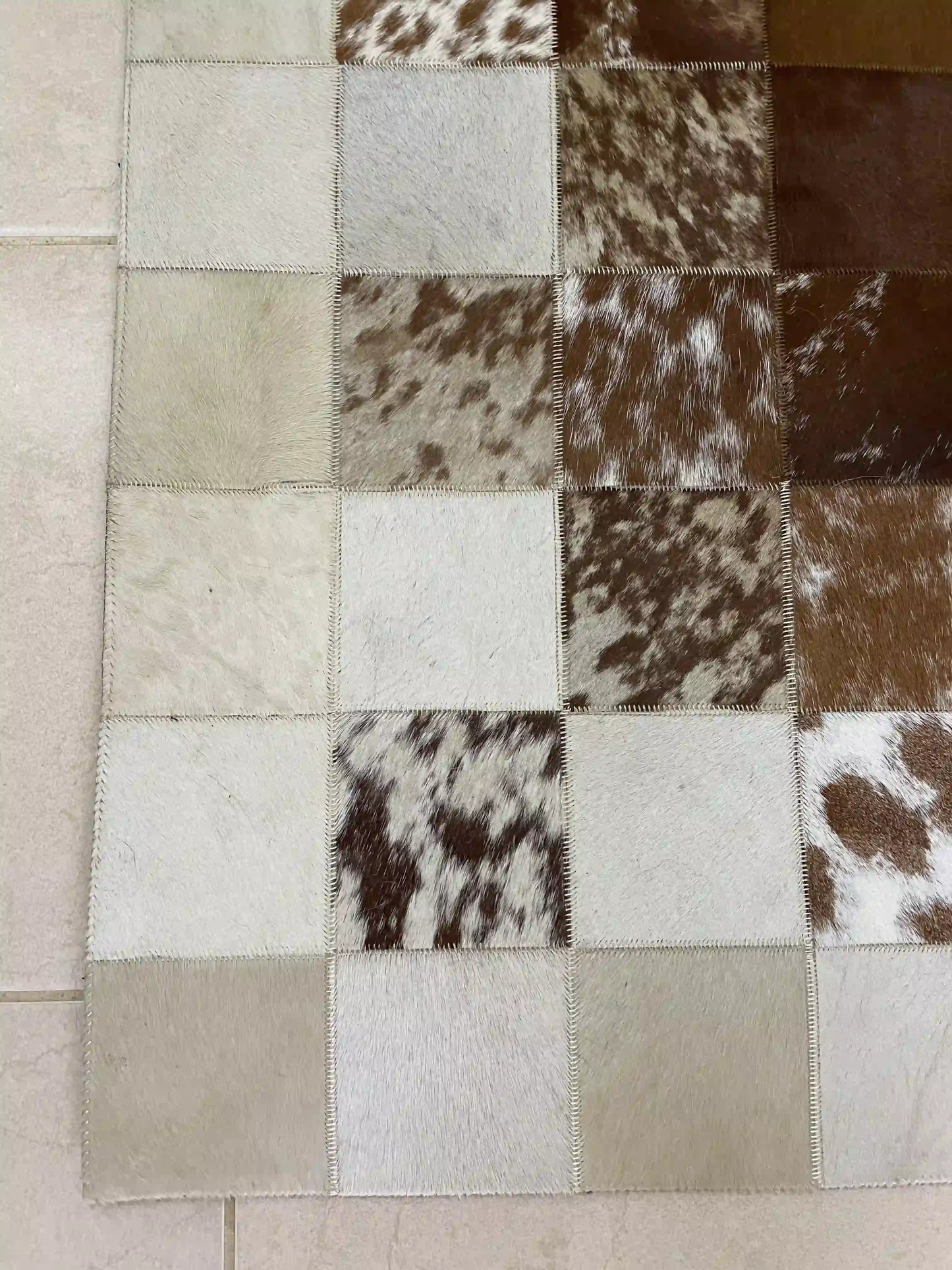 Brown Cowhide Rug, Cream Cowhide Area Rug for Home Decoration, Cream and Brown Carpet