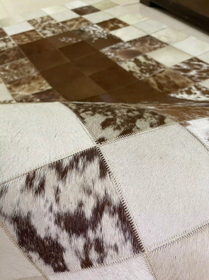 Brown Cowhide Rug, Cream Cowhide Area Rug for Home Decoration, Cream and Brown Carpet