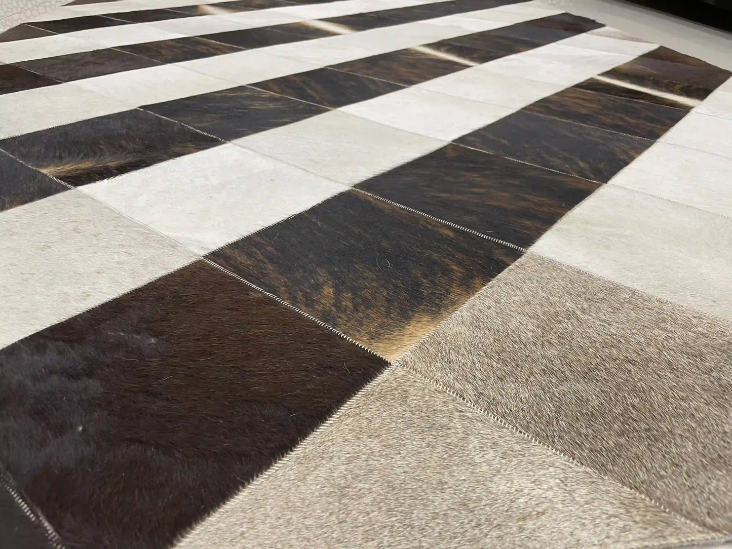 Unique Tricolor Cowhide Area Rug, 4x6 Cow Skin Carpet for Bedroom