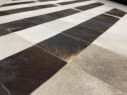 Unique Tricolor Cowhide Area Rug, 4x6 Cow Skin Carpet for Bedroom