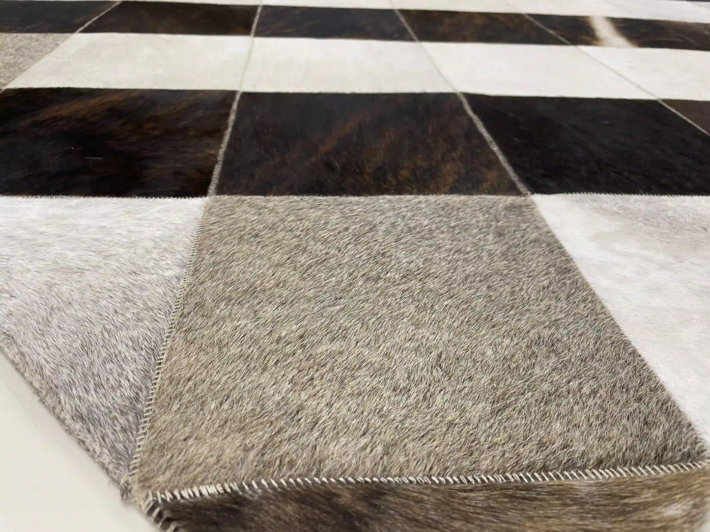 Unique Tricolor Cowhide Area Rug, 4x6 Cow Skin Carpet for Bedroom