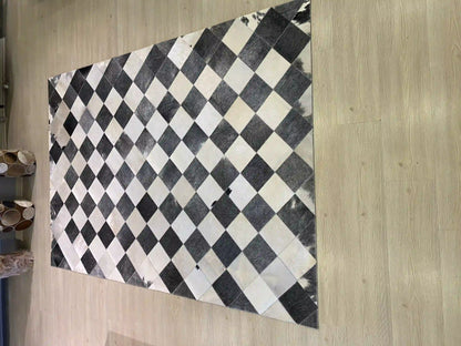 Unique Black and White Cowhide Area Rug, Natural Cow Skin 5x8 Carpet for Living Room,