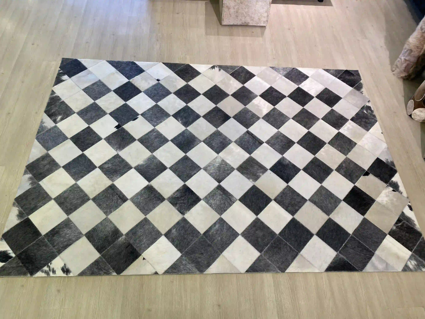 Unique Black and White Cowhide Area Rug, Natural Cow Skin 5x8 Carpet for Living Room,