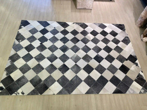Unique Black and White Cowhide Area Rug, Natural Cow Skin 5x8 Carpet for Living Room,