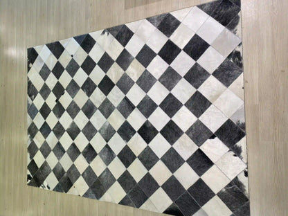 Unique Black and White Cowhide Area Rug, Natural Cow Skin 5x8 Carpet for Living Room,