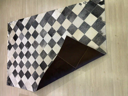 Unique Black and White Cowhide Area Rug, Natural Cow Skin 5x8 Carpet for Living Room,