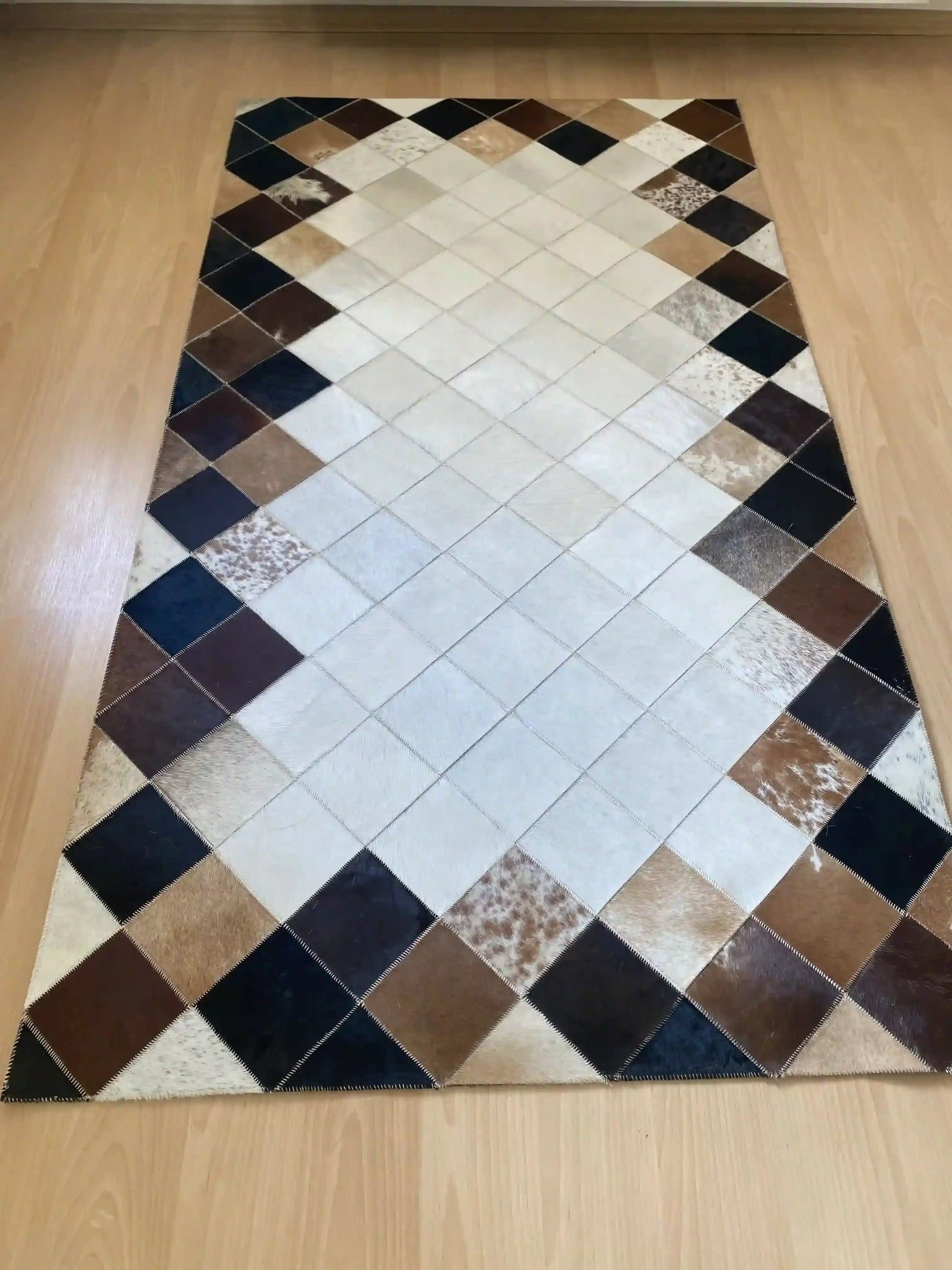 Brown Mixed Color and Cream Cowhide Rug, Natural Cowhide Runner Rug, Customize Size For Your Hallway