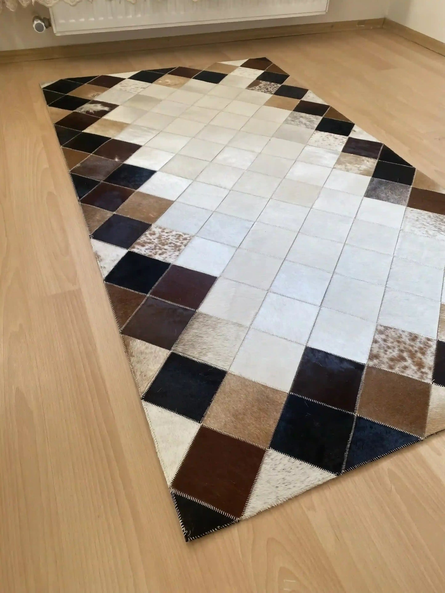 Brown Mixed Color and Cream Cowhide Rug, Natural Cowhide Runner Rug, Customize Size For Your Hallway