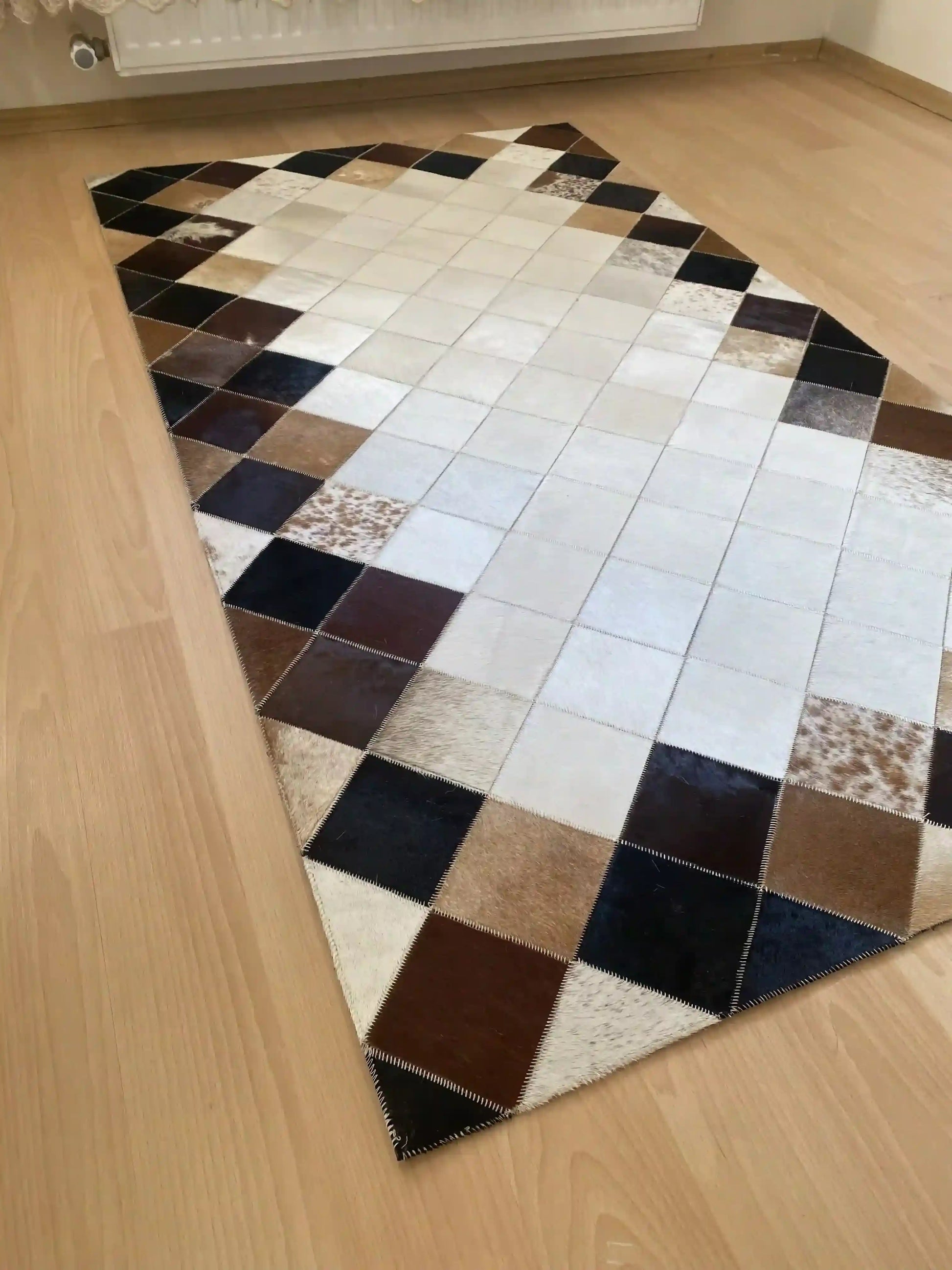Brown Mixed Color and Cream Cowhide Rug, Natural Cowhide Runner Rug, Customize Size For Your Hallway