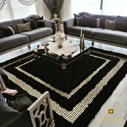 Genuine Black And Gold Sheepskin Handmade Soft Modern Living Room Rug