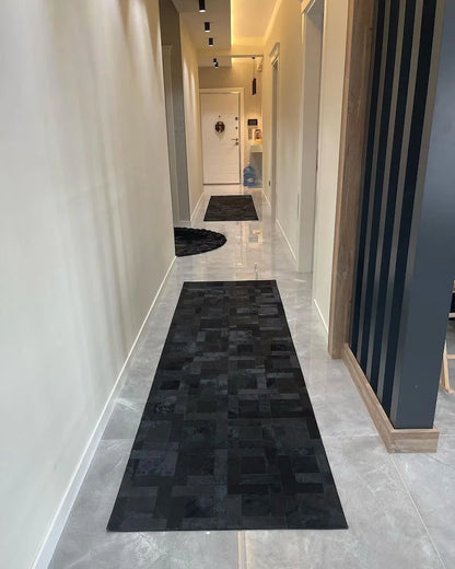 Copy of Black and Gray Natural Leather Cowhide 10x8 Rug, Handmade Genuine Cowhide Area Rug, Non Slip Rug