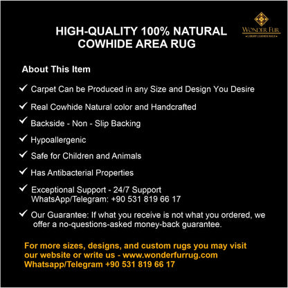 Luxury Cowhide Carpet, Shiny Black and Gold Natural Cowhide Area 5x8 Rug for Bed Room