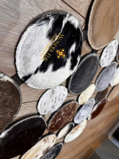 Luxury Design Handmade Cowhide Patchwork Rug, Boho Style Runner Rug for Hallway