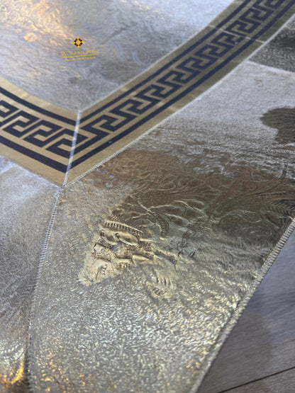 Luxury Elegant Gold Cowhide Area Rug , Bedroom Modern Decorative Rug