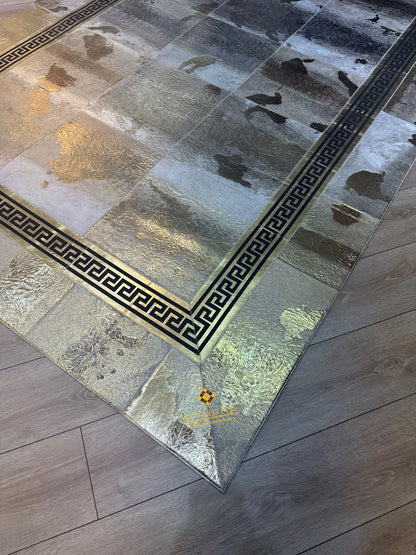 Luxury Elegant Gold Cowhide Area Rug , Bedroom Modern Decorative Rug