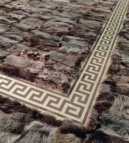 Luxury Genuine Sheepskin Brown Large Living Room Rug ,Fluffy Wool Rug