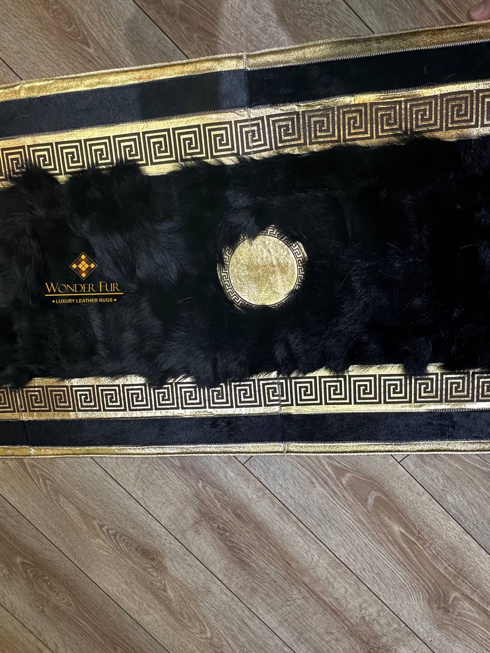 Luxury Handmade Black Home Decor Runner Rug , Patchwork Non Slip Rug