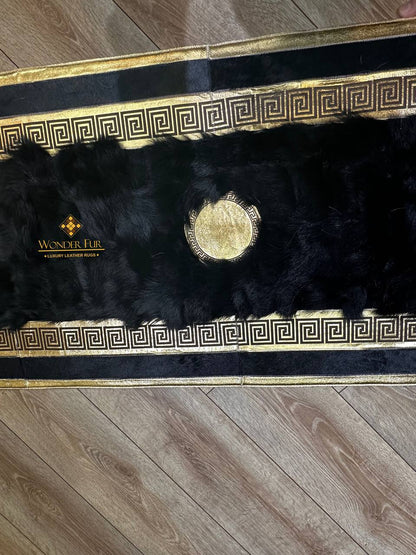 Luxury Handmade Black Home Decor Runner Rug , Patchwork Non Slip Rug