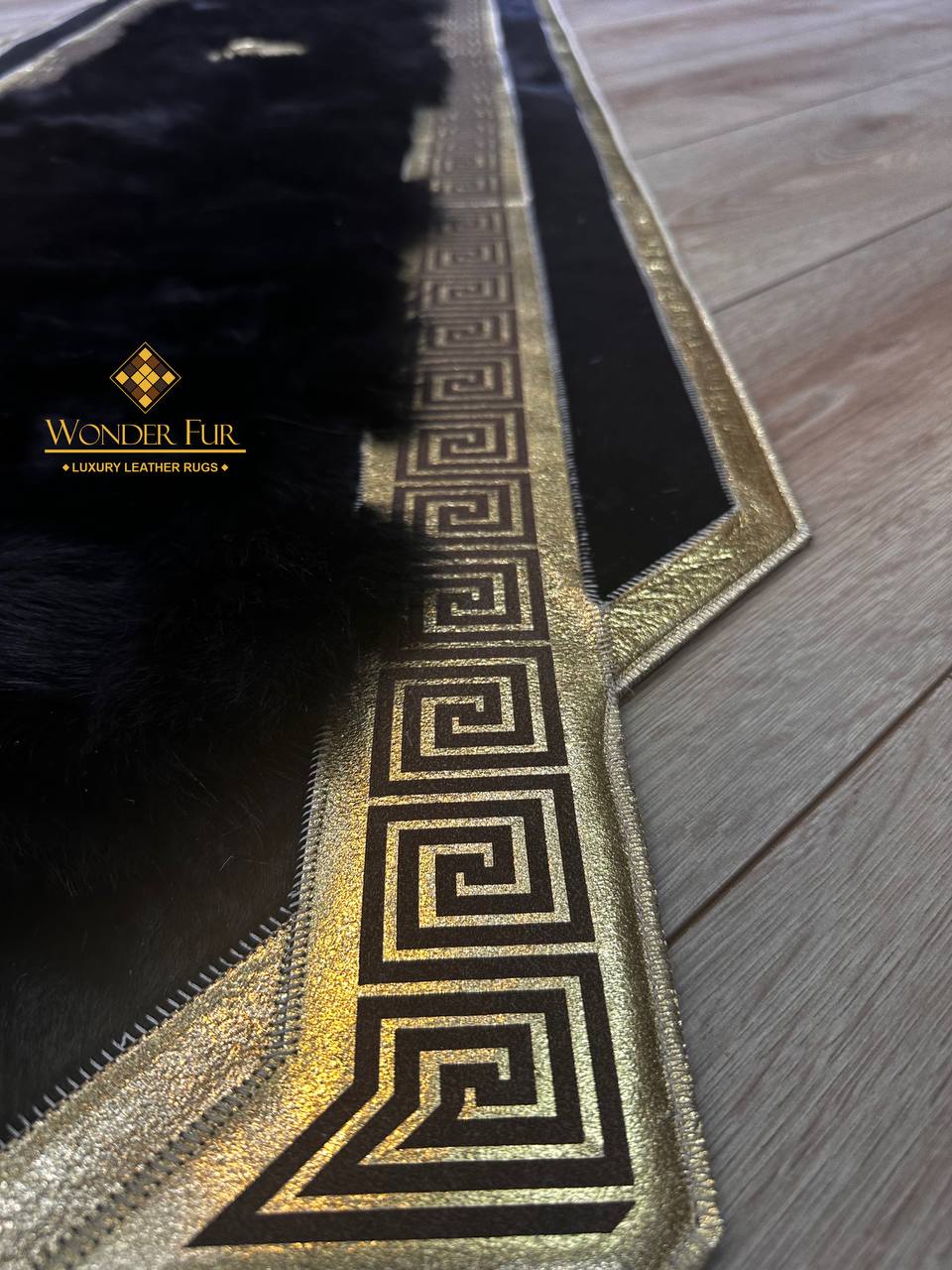 Luxury Handmade Black Home Decor Runner Rug , Patchwork Non Slip Rug