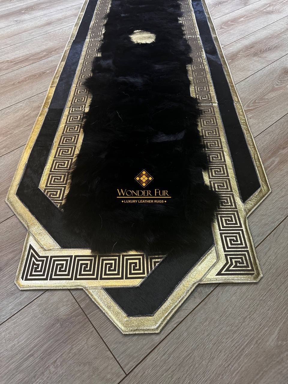 Luxury Handmade Black Home Decor Runner Rug , Patchwork Non Slip Rug