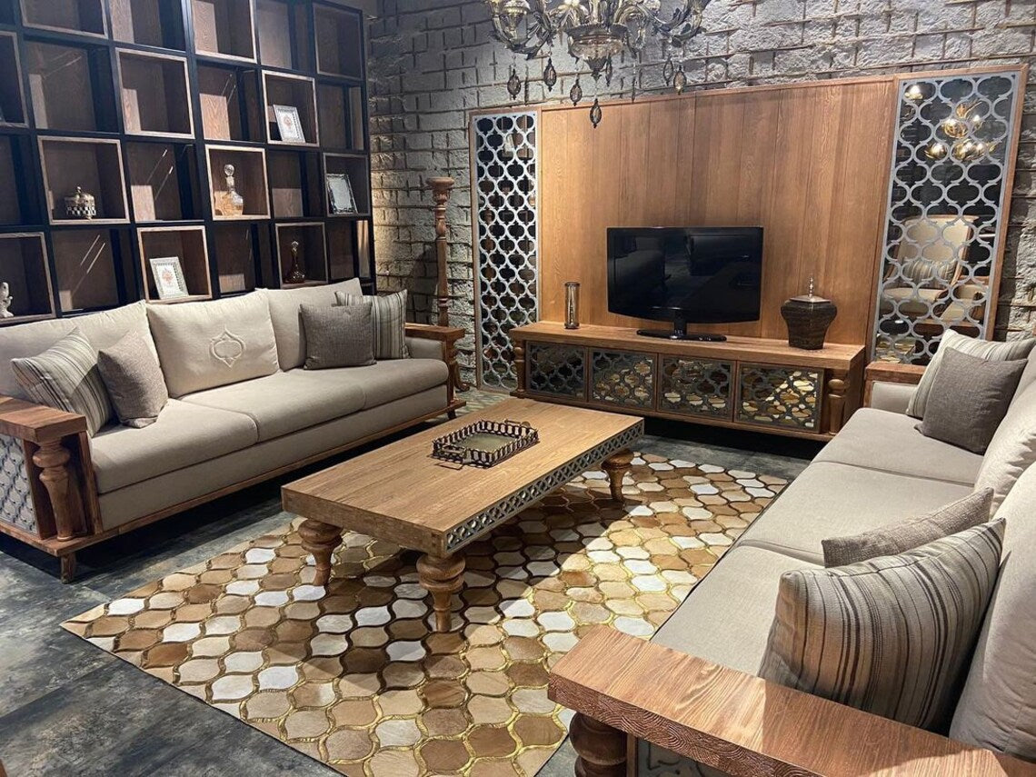 Luxury Handmade Brown White Real Cowhide Living Room Rug,Patchwork Rug