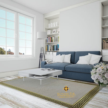 Luxury Handmade Cream And Gold Faux Fur Large Living Room Soft Carpet