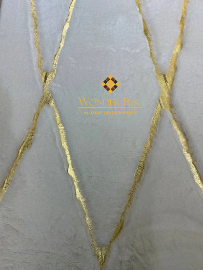 Luxury Handmade Elegant Soft White Gold Faux Fur Runner Non Slip Rug